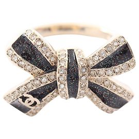 Chanel Coco Mark Ribbon Ring Schwarz