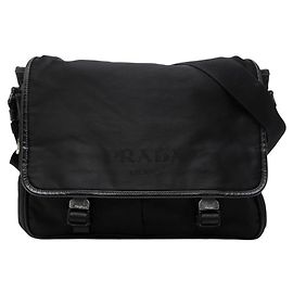 Borsa a tracolla e messenger con placca logo Triangle di Prada Nero