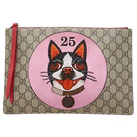 Clutch Gucci GG Supreme Bosco Dog Multicolore Beige