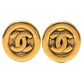 Orecchini a clip rotondi Chanel Coco Mark Vintage D'oro