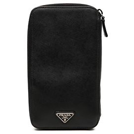 Prada Black Saffiano Leather Long Wallet Black
