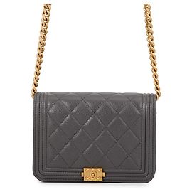 Carteira Boy Chain da Chanel em cinza Marrom