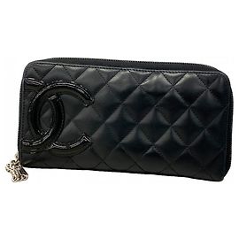 Carteira longa em couro de cordeiro Cambon Chanel Preto