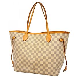 Louis Vuitton Damier Azur Neverfull MM Tote Bag White