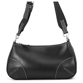 Borsa a tracolla in pelle nera Prada Nero