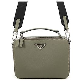 Prada Khaki Saffiano Shoulder Bag Khaki