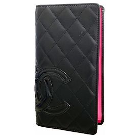 Cartera larga de piel de cordero Cambon Chanel Negro
