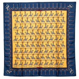 Hermès Sciarpa Hermes Carre 90 LES ARTIFICIERS Blu Multicolore Giallo