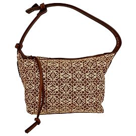 Loewe Cubi Schultertasche aus braunem Canvas und Leder Andere Python drucken