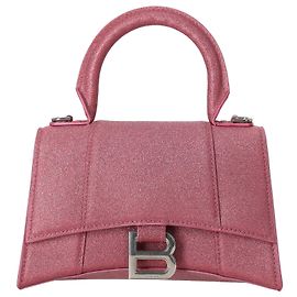 Bolsa Hourglass XS da Balenciaga em Glitter Rosa Marrom Rosa