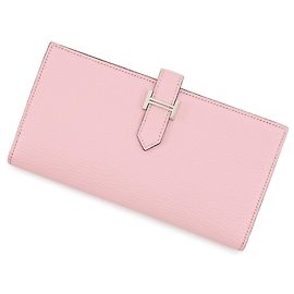 Hermès Hermes Bearn Soufflé Long Wallet in Rose Sakura Pink