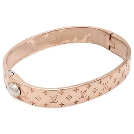 Louis Vuitton Monogram Cuff Nanogram Bangle Bracelet in Pink Gold Golden