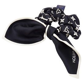 Scrunchie in seta Louis Vuitton in Noir Nero
