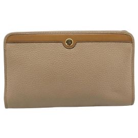 Pochette de couro com zíper Christian Dior Vintage Bege