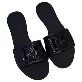 Dolce & Gabbana DG Logo Rubber Slides - Black Black