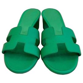 Hermès Oasis Sandales Cuir Vert Vert