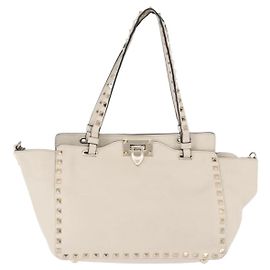 Tote Valentino Garavani Rockstud em couro macio Small Branco