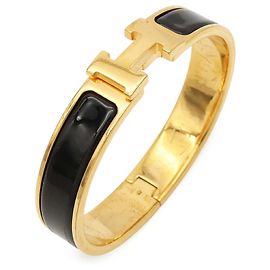 Hermès Bracelet jonc Hermes Clic H PM Noir Doré