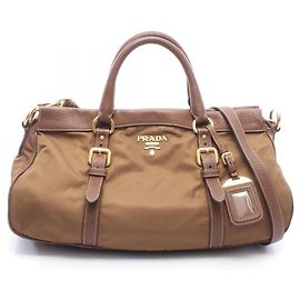 Prada TESSUTO+VIT.DAI 2-Way Handbag Brown
