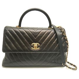 Borsa Chanel Coco Handle Large V-Stitch Nero
