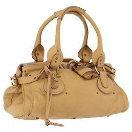 Chloé Chloe Paddington Handtasche Leder Beige Gold Silber Auth 193003V Silber Beige Golden