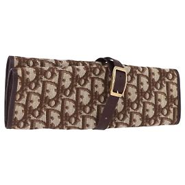 Christian Dior Trotter Canvas Accessory Case Brown Gold Tone Auth 191790V Brown Other