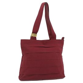 Salvatore Ferragamo Tote Bag Canvas Bordeaux Gold Auth ar14084 Golden Dark red