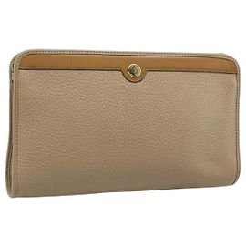 Christian Dior Clutch Bag Leder Beige Goldfarben Auth ep15317 Beige Andere