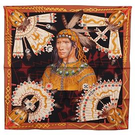 Hermès HERMES Carre90 Seidentuch "Cosmogonie Apache" Braun Schwarz Authentisch 192369M Braun Schwarz