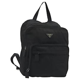 PRADA Backpack Nylon Black Silver Auth ar13994 Black Silvery