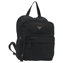 Zaino PRADA Nylon Nero Argento Auth ar13994 Nero Argento