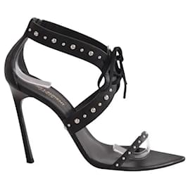 Saint Laurent Inis studded black leather heels Black