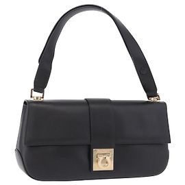 Borsa Salvatore Ferragamo Gancini in pelle nera e oro Auth bs36169V Nero D'oro