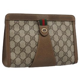 Borsa GUCCI GG Supreme Web Sherry Line PVC Beige Oro 89 01 032 Auth ep15103 Beige D'oro