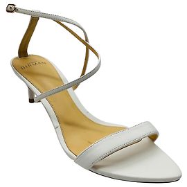 Alexandre Birman White Leather Ankle Strap Sandals White