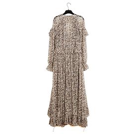 Zimmermann Cherries Silk Muslin Ruffles Maxi Dress - Black Black Cream