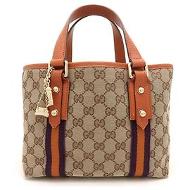 Sac cabas mini GUCCI Sherry Line Beige Orange Violet