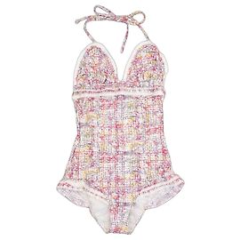 Chanel by Karl Lagerfeld 05C One Piece Open Back Ruffle Bathing Suit Red