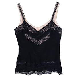 Dolce & Gabbana 2000s Double Layered Lace Camisole Top Black
