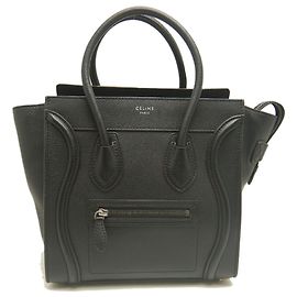 Céline Celine Leather Black Tote Bag Black
