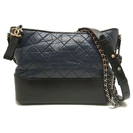 Borsa a Spalla Gabrielle de Chanel Nero Blu navy