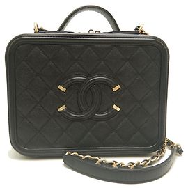 Borsa a tracolla vanity case Chanel CC Filigree Nero