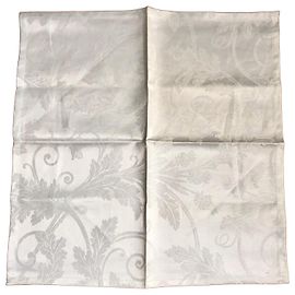 5x servilletas Christofle Orangerie satén de algodón Damasco Gris Plata Gris