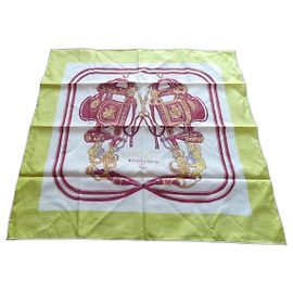 Hermès Brides de Gala Silk Bandana 55 White Red Yellow