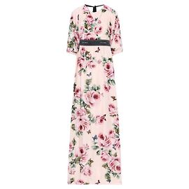 Robe maxi à fleurs Dolce & Gabbana avec papillons Rose Blanc Rouge Autre Vert
