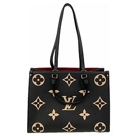Bolsa Tote Louis Vuitton Monogram Empreinte Bicolor OnTheGo MM Preto Bege