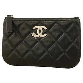 Chanel Matelassé Caviar Leather Coin Case Black