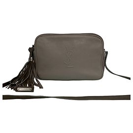 Bolsa de ombro em couro cinza Saint Laurent Marrom
