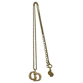 Collier Christian Dior CD Logo Plaqué Or Doré