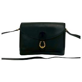 Bolsa de ombro em couro com ferragem Vintage Horseshoe Gucci Preto